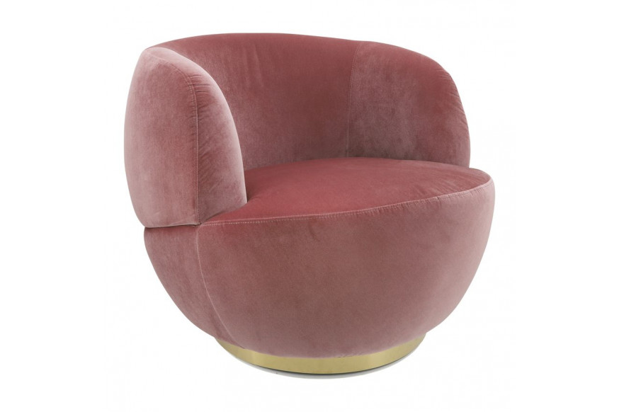 Sagebrook™ Velveteen Swivel Chair With Gold Base - Pink