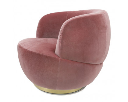 Sagebrook™ Velveteen Swivel Chair With Gold Base - Pink