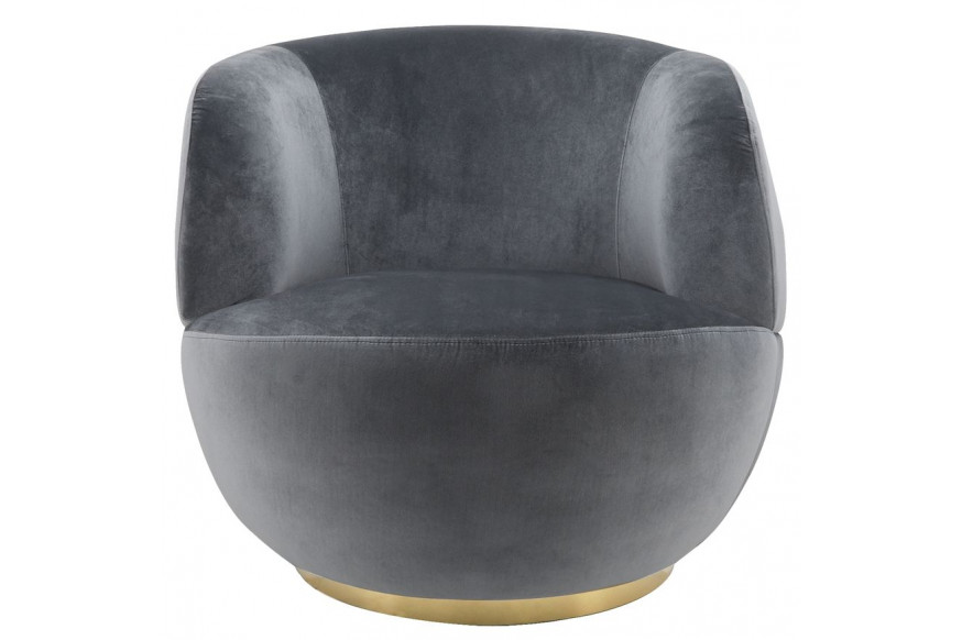 Sagebrook™ Velveteen Swivel Chair With Gold Base - Gray