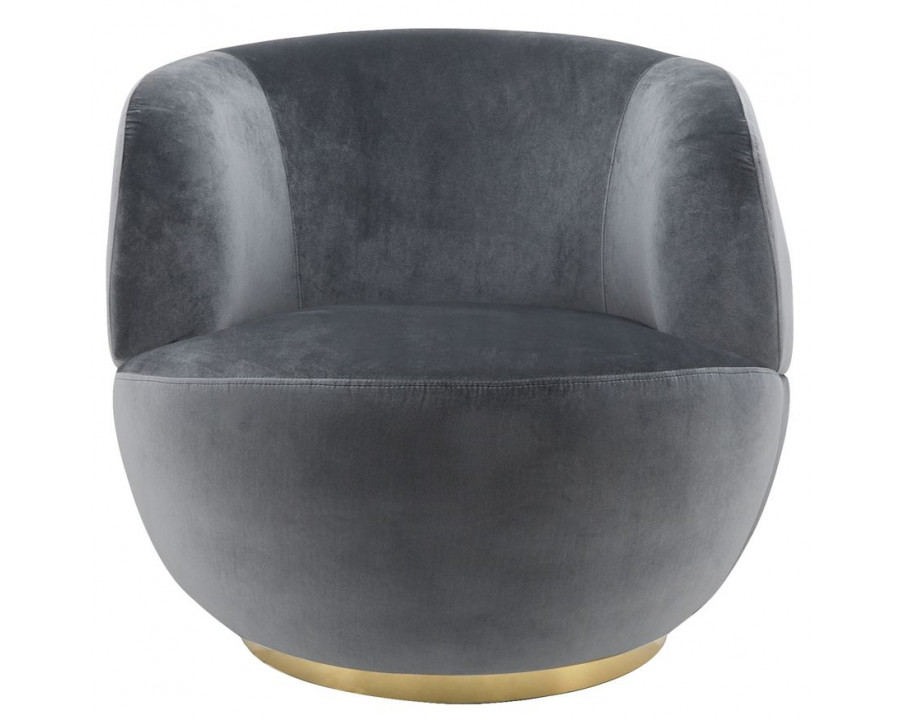 Sagebrook Velveteen Swivel Chair With Gold Base - Gray