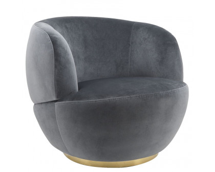 Sagebrook™ Velveteen Swivel Chair With Gold Base - Gray