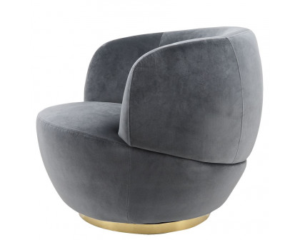 Sagebrook™ Velveteen Swivel Chair With Gold Base - Gray