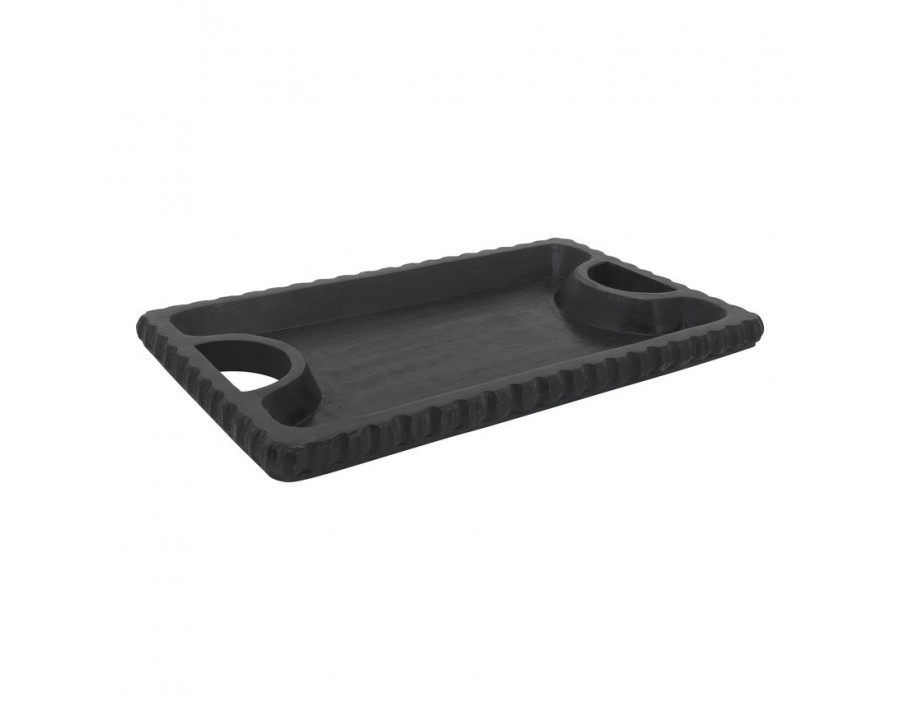 Sagebrook 25"x15" Wood Scalloped Edge Tray - Black