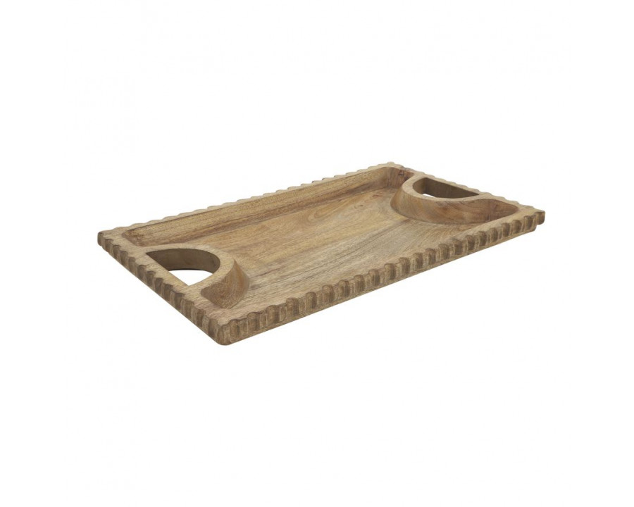 Sagebrook 25"x15" Wood Scalloped Edge Tray - Natural