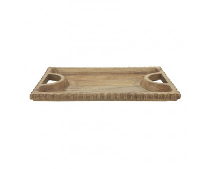 Sagebrook 25"x15" Wood Scalloped Edge Tray - Natural