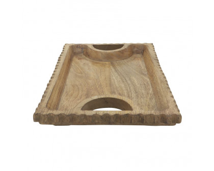 Sagebrook 25"x15" Wood Scalloped Edge Tray - Natural