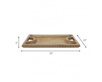 Sagebrook 25"x15" Wood Scalloped Edge Tray - Natural