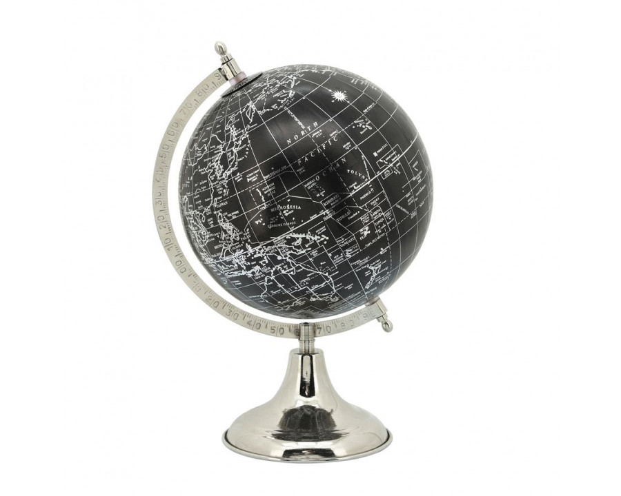 Sagebrook 13" Metal Globe - Black/Silver