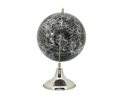 Sagebrook 13" Metal Globe - Black/Silver