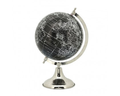 Sagebrook 13" Metal Globe - Black/Silver