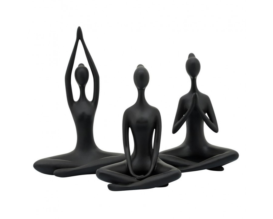 Sagebrook 10" Resin Yoga Ladies (Set Of 3) - Black