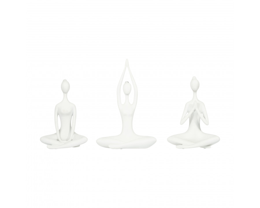 Sagebrook 10" Resin Yoga Ladies (Set Of 3) - White