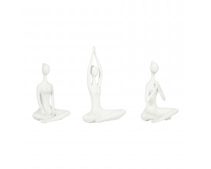 Sagebrook 10" Resin Yoga Ladies (Set Of 3) - White