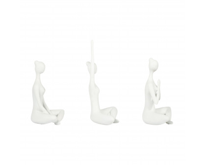 Sagebrook 10" Resin Yoga Ladies (Set Of 3) - White