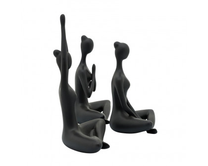 Sagebrook 10" Resin Yoga Ladies (Set Of 3) - Black