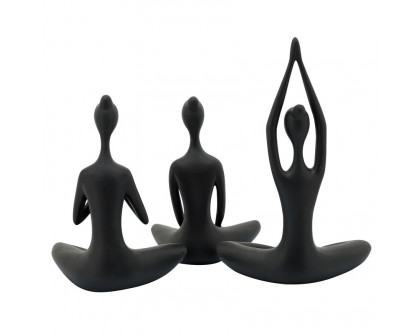 Sagebrook 10" Resin Yoga Ladies (Set Of 3) - Black