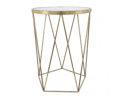 Sagebrook - Metal Side Table Set With Mirror Top in Gold