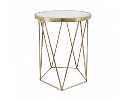 Sagebrook - Metal Side Table Set With Mirror Top in Gold