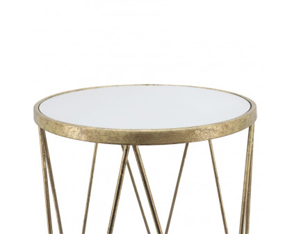 Sagebrook - Metal Side Table Set With Mirror Top in Gold