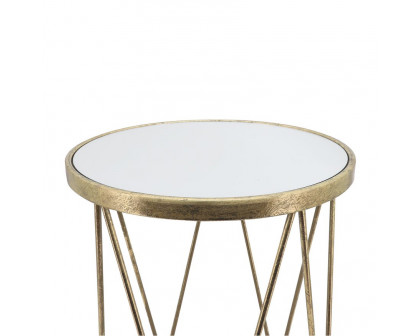 Sagebrook - Metal Side Table Set With Mirror Top in Gold