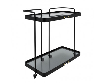 Sagebrook Two Layered Metal Bar Cart With Smokey Glass