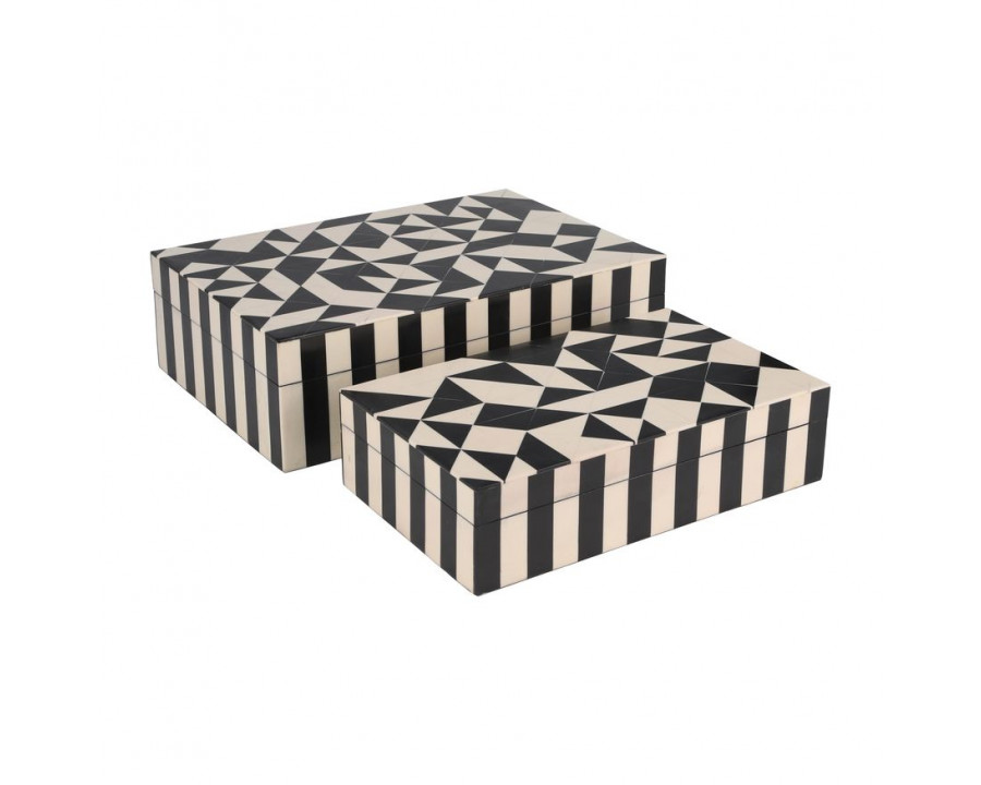 Sagebrook 10"/12" Resin Harlequin Boxes (Set Of 2)