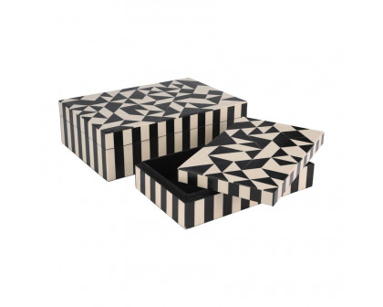 Sagebrook 10"/12" Resin Harlequin Boxes (Set Of 2)