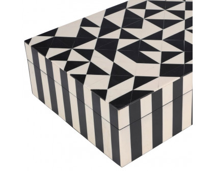 Sagebrook 10"/12" Resin Harlequin Boxes (Set Of 2) - Black/White