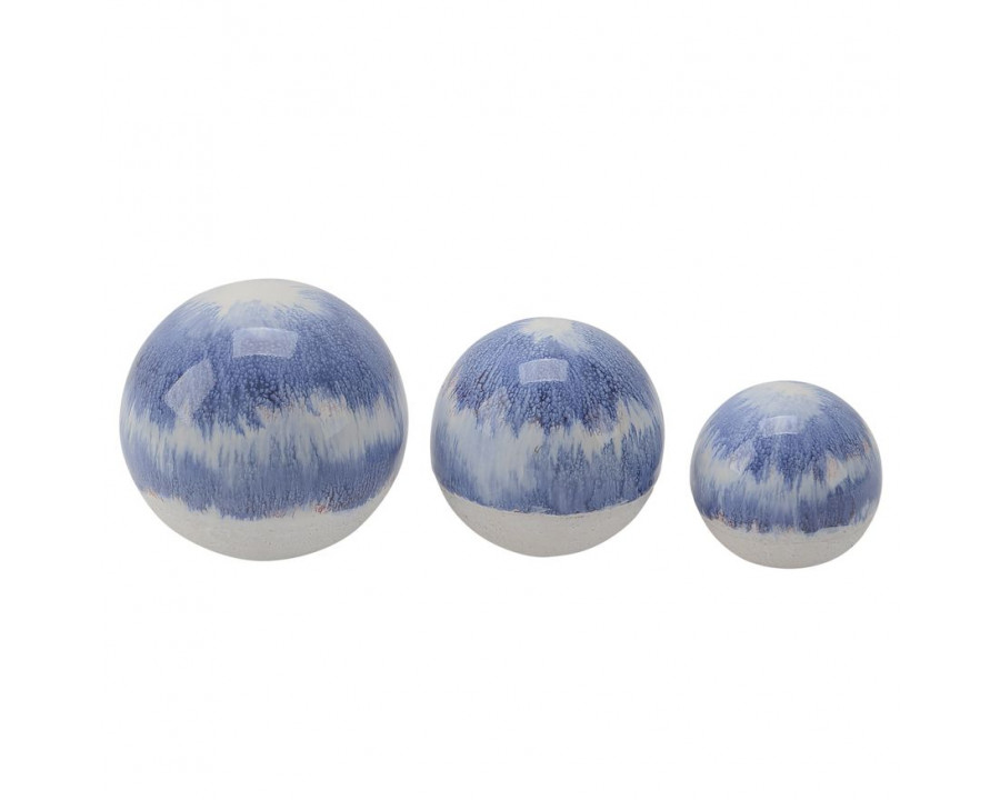 Sagebrook - 4"/5"/6" Ceramic Tie-dye Orbs (Set Of 3) in Blue