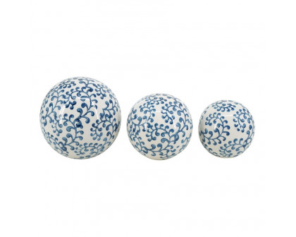 Sagebrook 4"/5"/6" Ceramic Fern Orbs (Set Of 3)