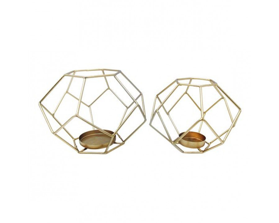 Sagebrook - 7/8" Metal Orb Votive Holders (Set of 2) in Gold