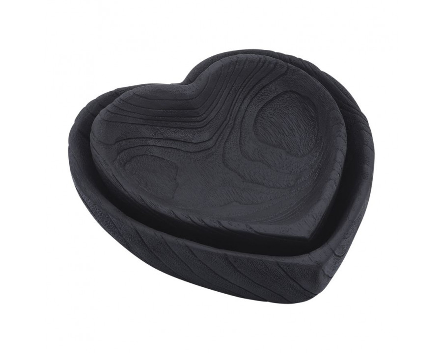 Sagebrook 9"/10" Wood Heart Bowls (Set Of 2) - Black