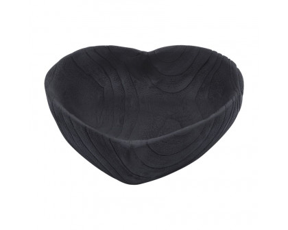 Sagebrook 9"/10" Wood Heart Bowls (Set Of 2) - Black