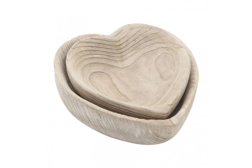 Sagebrook™ 9"/10" Wood Heart Bowls (Set Of 2) - Natural