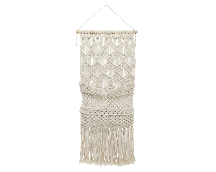 Sagebrook Cotton Macrame 2-Layered Wall Storage