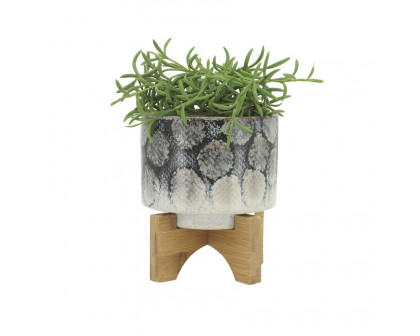 Sagebrook 5" Snakeskin Ceramic Planter With Stand - Blue