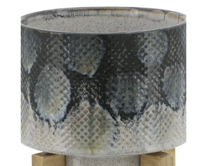 Sagebrook 5" Snakeskin Ceramic Planter With Stand - Blue