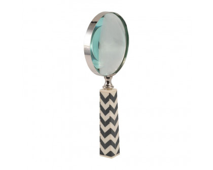 Sagebrook™ 4" Resin Chevron Magnifying Glass - Black/White