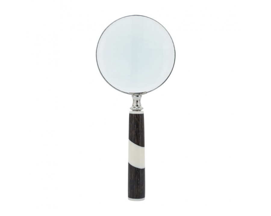 Sagebrook 4" Resin 2-Tone Magnifying Glass - Black/White