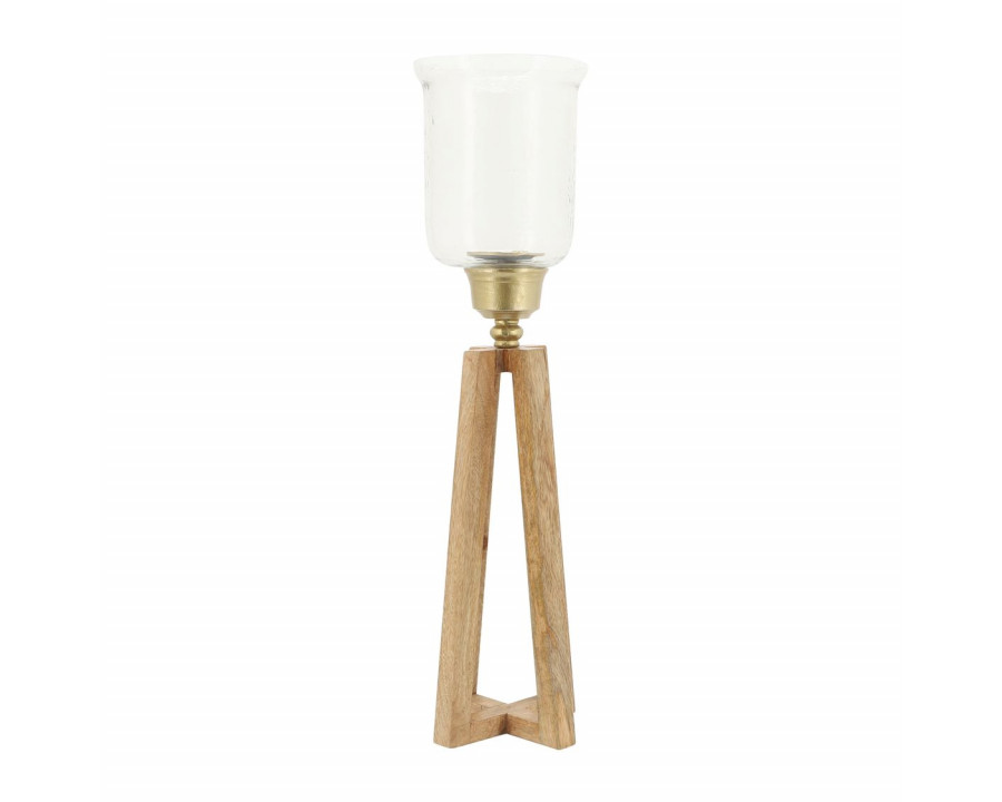 Sagebrook - 23" Wood Torch Candle Holder in Natural