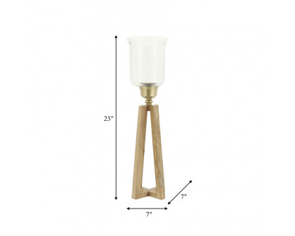 Sagebrook - 23" Wood Torch Candle Holder in Natural