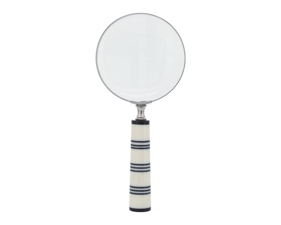 Sagebrook - 4" Resin Striped Magnifying Glass in Black/White