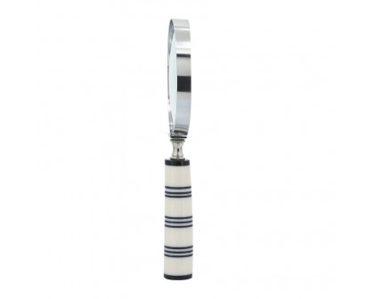 Sagebrook - 4" Resin Striped Magnifying Glass in Black/White