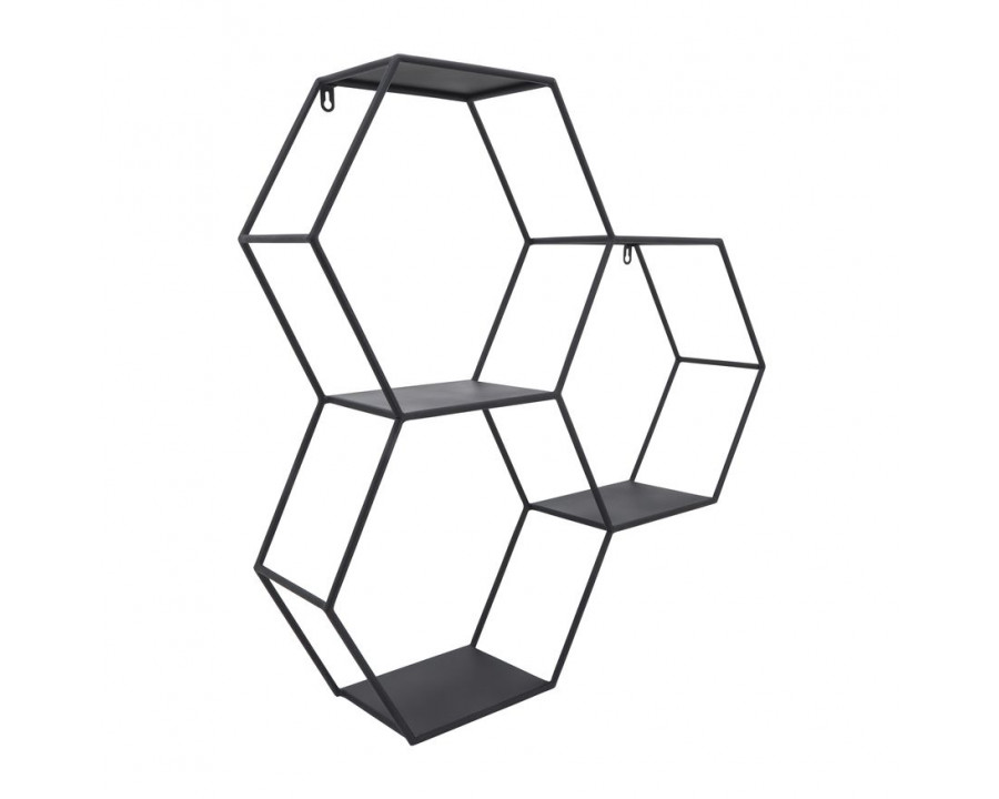 Sagebrook - Metal Hexagon Wall Shelf in Black