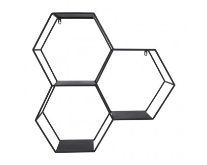 Sagebrook - Metal Hexagon Wall Shelf in Black