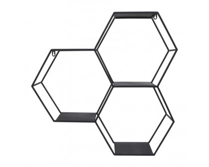 Sagebrook - Metal Hexagon Wall Shelf in Black