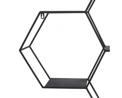 Sagebrook - Metal Hexagon Wall Shelf in Black