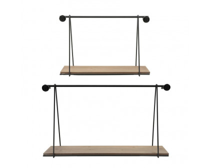 Sagebrook - Metal/Wood Swing Like Wall Shelves (Set Of 2)