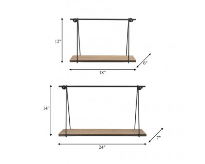 Sagebrook - Metal/Wood Swing Like Wall Shelves (Set Of 2)