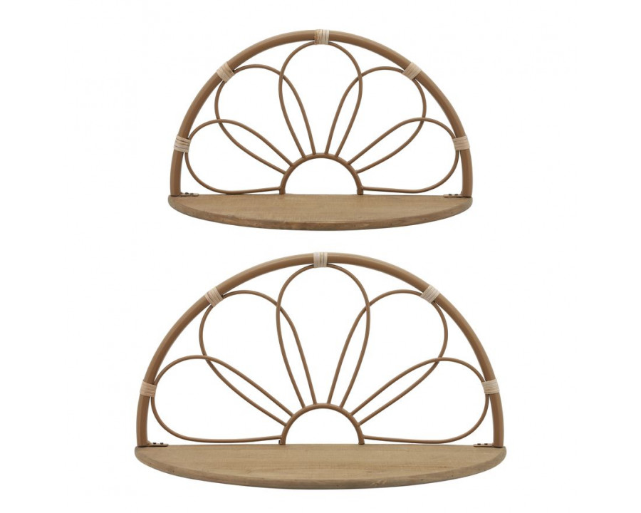 Sagebrook - Metal Arched Flower Wall Shelves (Set Of 2) in Brown